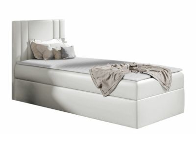 Lit continental Baltimore 179, Unique, Blanc, Faux cuir, Disponible