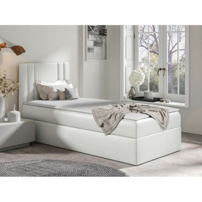 Lit continental Baltimore 179, Unique, Blanc, Faux cuir, Disponible