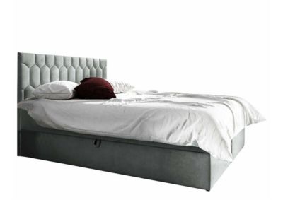Lit continental Baltimore 181, Double, Gris, Tissu, Disponible