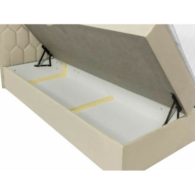 Lit continental Baltimore 181, Double, Gris, Tissu, Disponible
