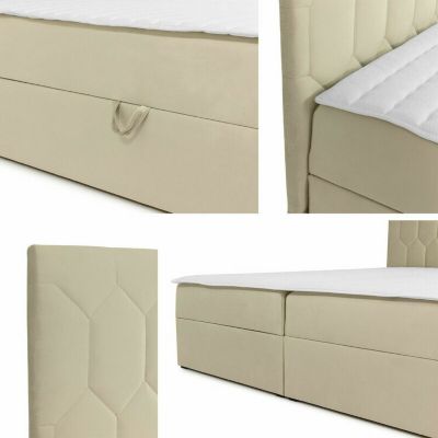 Lit continental Baltimore 181, Double, Gris, Tissu, Disponible