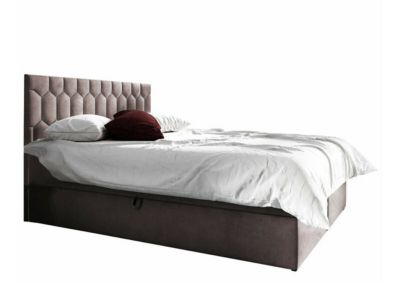 Lit continental Baltimore 181, Double, Rose, Tissu, Disponible