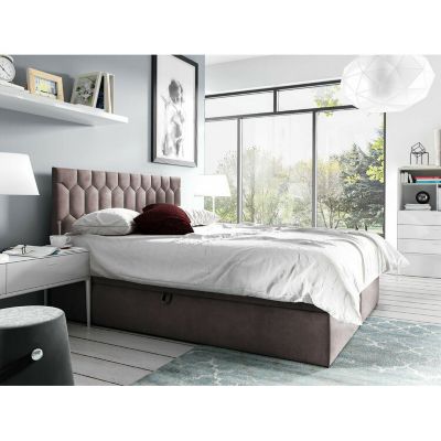 Lit continental Baltimore 181, Double, Rose, Tissu, Disponible