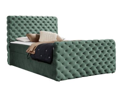 Lit continental Baltimore 186, Double, Turquoise, Tissu, Disponible