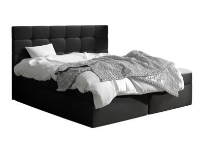 Lit continental Comfivo 196, Double, Noir, Faux cuir, Disponible