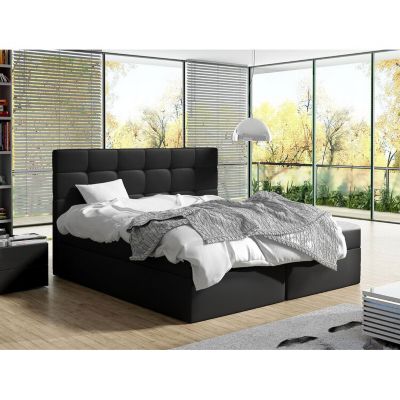 Lit continental Comfivo 196, Double, Noir, Faux cuir, Disponible