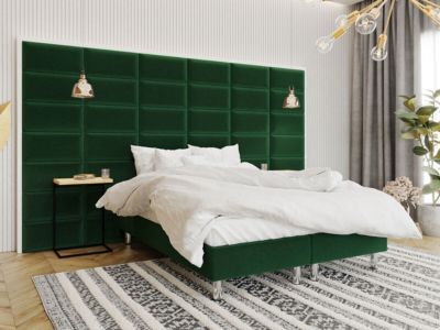 Lit continental Logan 101, Double, Vert, Tissu, Disponible