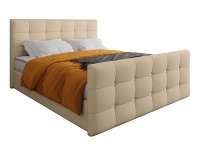 Lit continental Memphis 113, Double, Brun clair, Faux cuir, Disponible
