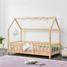 Lit d'Enfant Design Forme Maison Sisimiut Pin 160 x 80 cm Naturel en.casa