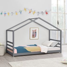 Lit D'enfant Design Maison Vardoe Pin 90 X 200 Cm Gris Foncé en.casa