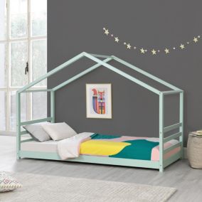 Lit d'enfant Design Maison Vardoe Pin 90 x 200 cm Menthe Mat Laqué en.casa