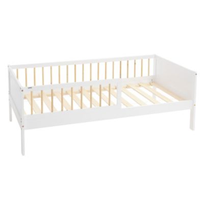 Lit d'enfant ML-Design 80x160 cm blanc-naturel en bois de pin avec sommier à lattes sans matelas
