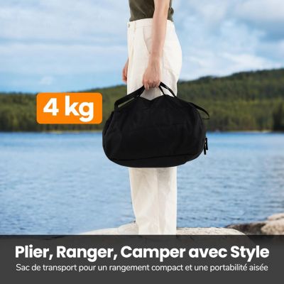 Lit de Camp 1 Personne,Hauteur Réglable 15/40,5 cm, Supports Télescopiques,Sac de Transport,Charge 150 KG, 193 x 70 CM