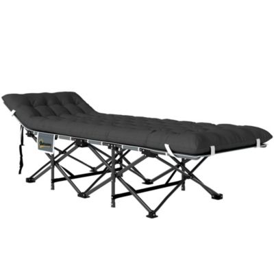 Lit de camp pliable avec matelas grand confort intégré - sac transport inclus - noir