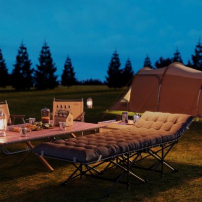 Lit de camp pliable avec matelas grand confort intégré - sac transport inclus - noir