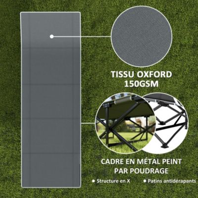 Lit de camp pliable avec matelas grand confort intégré - sac transport inclus - noir