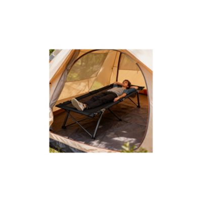 Lit de camp pliable - O'camp - Avec housse de transport - Noir - Dimensions 207 x 75 x 50 cm