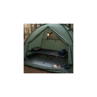 Lit de camp pliable - O'camp - Avec housse de transport - Noir - Dimensions 207 x 75 x 50 cm