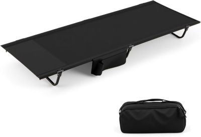 Lit de Camp Plialbe 1 Personne,Ultra Leger en Alliage d'Aluminium, Sac Transport, Poche Latérale,Charge 150 KG,193x70x18CM