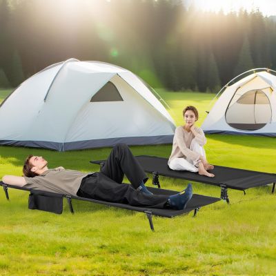 Lit de Camp Plialbe 1 Personne,Ultra Leger en Alliage d'Aluminium, Sac Transport, Poche Latérale,Charge 150 KG,193x70x18CM