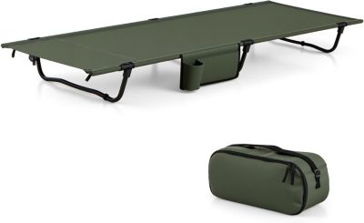 Lit de Camp Plialbe 1 Personne,Ultra Leger en Alliage d'Aluminium, Sac Transport, Poche Latérale,Charge 150 KG,193x70x18CM