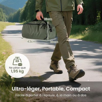 Lit de Camp Plialbe 1 Personne,Ultra Leger en Alliage d'Aluminium, Sac Transport, Poche Latérale,Charge 150 KG,193x70x18CM