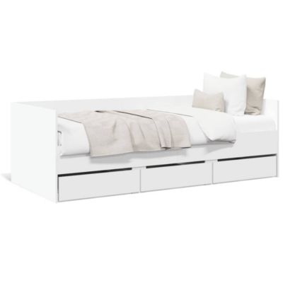 Lit de jour avec tiroirs sans matelas blanc 90x190 cm vidaXL