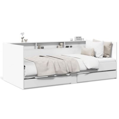 Lit de jour avec tiroirs sans matelas blanc 90x190 cm vidaXL