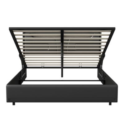 Lit Double 140x200 Cm Avec Rangement Et Port De Charge, Éclairage Par Bande Lumineuse, Noir