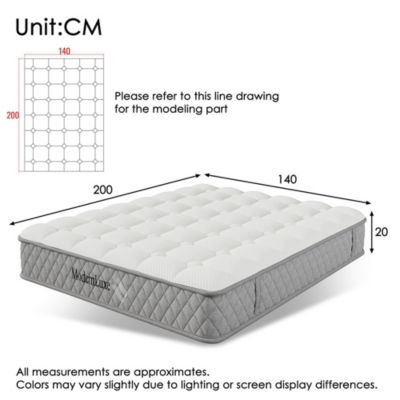 Lit double 140x200 cm, tête haute, LED/USB/Type-C, rangement, lin gris (avec matelas)