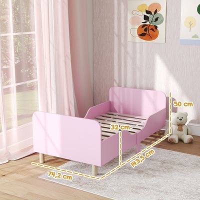 Lit double, 70 x 140 cm, rose, fer