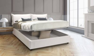 Lit Double Amalta, Matelas Inclus Blanc