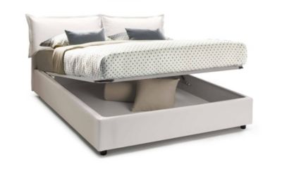 Lit Double Amalta, Matelas Inclus Blanc