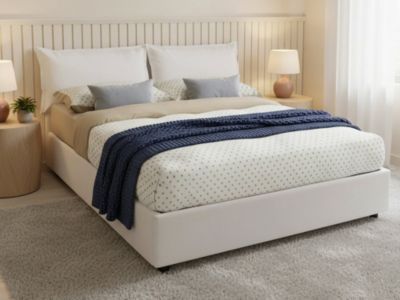 Lit Double Amalta, Matelas Inclus Blanc