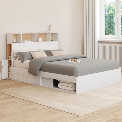 Tête De Lit 140cm Avec Rangement - Armoire Murale En Bois Pour Chambre Adulte, Chêne Marron 140 X 19 X 103.5 Cm