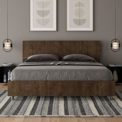 Lit double Demas en noyer - Domas - Tête inclinée - 160x190 cm