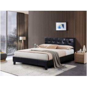 Lit double en pvc "Julia"  140 x 190 cm  Noir