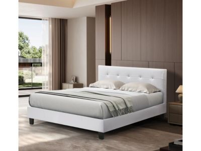 Lit double en pvc "Julia" - 160 x 200 cm - Blanc