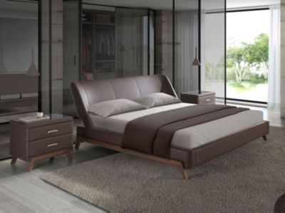 Lit Double en Similicuir Chocolat - 7159 205x237x95 cm