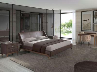 Lit Double en Similicuir Chocolat - 7159 205x237x95 cm