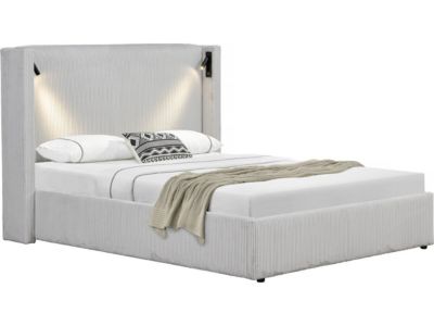 Lit double en velours côtelé avec coffre et lampe intégré "Cortina" 140 ...