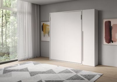 Lit Double Escamotable Vertical Versia 160 Avec Armoire 1 Porte Droite Blanc