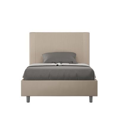 Lit double Goya 140x210 - Gris - Blanc