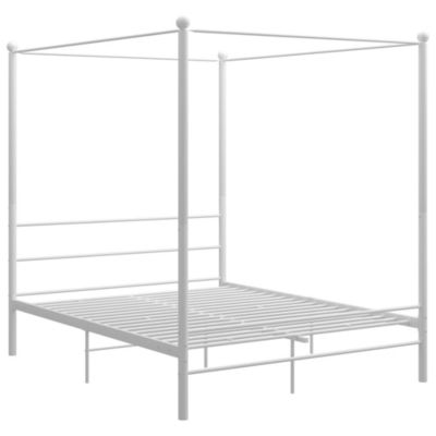Lit double, Lit adulte, Cadre de lit à baldaquin sans matelas blanc 160x200 cm métal