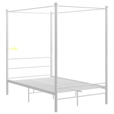 Lit double, Lit adulte, Cadre de lit à baldaquin sans matelas blanc métal 120x200 cm