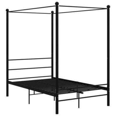 Lit double, Lit adulte, Cadre de lit à baldaquin sans matelas noir 140x200 cm métal