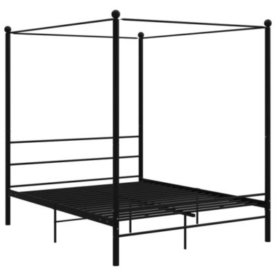 Lit double, Lit adulte, Cadre de lit à baldaquin sans matelas noir 160x200 cm métal