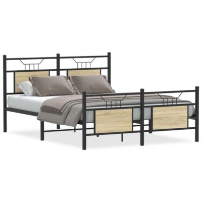 Lit double, Lit adulte, Cadre de lit sans matelas chêne sonoma 140x190 cm