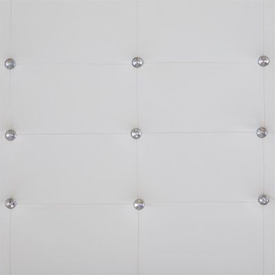 Lit double pour adulte JOSY avec sommier 140x190 cm 2 places, tête et pied de lit capitonnés avec strass, en synthétique blanc