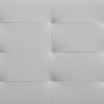 Lit double pour adulte MATHIEU avec sommier 140x190 cm 2 places / 2 personnes, tête et pied de lit capitonnés en synthétique blanc